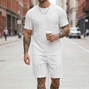 Conjunto de Ropa Urbana para Hombre, Fabricante de Camisetas de Algodón y Pantalones Cortos Cargo, 2 Piezas, Verano, Suministro al por Mayor OEM - Product Image 2