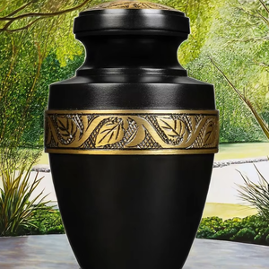 Urnes funéraires pour enfants en métal noir Art Déco 5 pouces - Product Image 1