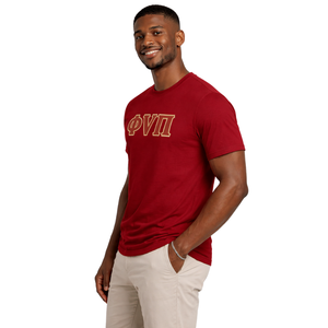 T-shirt à 3 lettres Kappa Alpha Psi Old Skool Phi Nu Pi, rouge vif ou bordeaux, vêtements de fraternité grecque avec design vintage, confort premium - Product Image 3