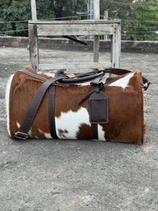 Sac de voyage en cuir véritable, style vintage, fermeture éclair, léger, fait main, grande capacité, unisexe, bagage à main - Product Image 5