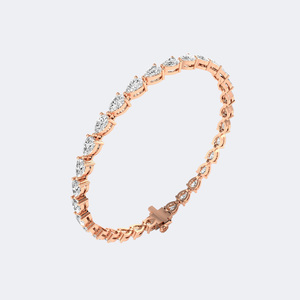 6.20 CTW 9K Gold Plated E Color Lab Grown Pear Shape Diamond Three-Prong Basket Setting Luxury Tennis <b>Bracelet</b> - Product Image 6