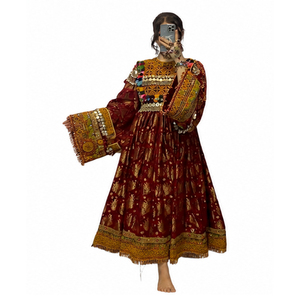Traditional Indian Pakistani Women's Ankle Length Kurta Multi Color Embroidery Coin Work Loose Fit Cotton <b>Dress</b> Afghan <b>Dress</b> - Product Image 1