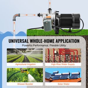 Pompa a getto per pozzi poco profondi in acciaio inossidabile da 1HP, 115V, 18.5GPM, prevalenza massima 147.6FT, per irrigazione agricola - Product Image 6
