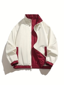 Chaqueta Reversible con Capucha para Hombre y Mujer, Diseño en Contraste de Color, Desmontable, Transpirable, Cortavientos, Cuello Alto, Estilo Deportivo - Product Image 3