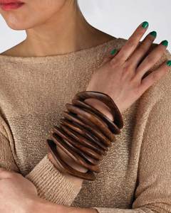 Bracelets en bois peint plaqué argent rétro, thème ange, style moderne punk hip hop, ensemble de bijoux pour hommes et femmes - Product Image 3