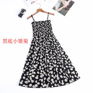 Nouvelle Robe Courte Plissée Bustier à Bretelles Fines Imprimé Floral Vintage pour Femme Été 2026 - Product Image 4