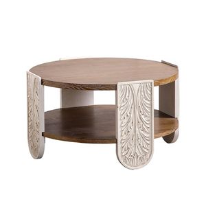 Tavolino da Caffè in Legno Intagliato Stile Palazzo con Doppio Ripiano, Tavolino Retrò e Piccolo Tavolino Laterale per Soggiorno - Product Image 6