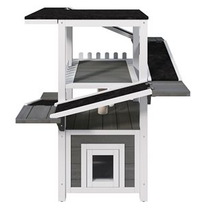 Casetta per Gatti da Esterno a 4 Livelli, Resistente alle Intemperie, con Tetto Impermeabile e 2 Porte, Rifugio per Gatti Randagi, Arredamento per Animali Domestici - Product Image 3
