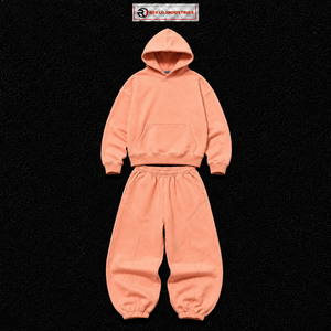 Conjunto de Sudadera con Capucha y Pantalones Jogger Oversize Rosa Melocotón Unisex, Ajuste Holgado, Estilo Casual Urbano, Ropa de Invierno para Descansar - Product Image 5