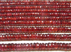 Cuentas de Granate Rojo Africano Natural de Calidad AAA, Forma de Disco Heishi, 4-5mm, Mozambique, Taladrado Central, Facetado, Plano, 9 Pulgadas - Product Image 4