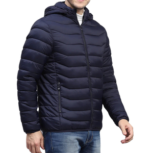 GENERSA SPORTS OEM Men's Plus Size Hooded Puffer <b>Jacket</b> Waterproof 100% Nylon Knitted Winter Casual Zipper <b>Fleece</b> <b>Lining</b> 160g - Product Image 2