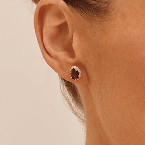 Elegant Oval Garnet <b>Stud</b> Earrings 925 <b>Sterling</b> <b>Silver</b> Classic Women's Gemstone Jewelry Gift - Product Image 3