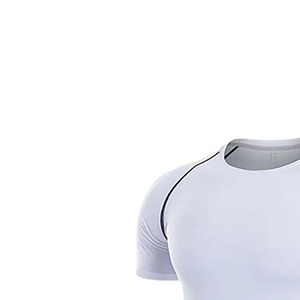 Custom <b>Men</b> Compression Shirts Short Sleeves Knitted Moisture Wicking <b>Stretch</b> Fitness Workout Sports Wear OEM - Product Image 5