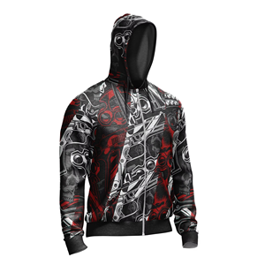 Nouvel arrivage : Sweat à capuche moto personnalisé à grand imprimé en polyester/coton, 380 GSM, coupe oversize, séchage rapide, unisexe, épais, avec 2 protections - Product Image 4