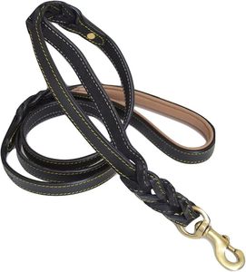 Luxury Classic Brown Leather <b>Dog</b> <b>Leash</b> with Lace Braided Design Eco-Friendly and Metal Clasp for <b>Dogs</b> - Product Image 5