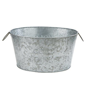 Bac à boissons en métal galvanisé au design exceptionnel avec poignées, seau à glace ovale, parfait pour les fêtes à domicile, refroidisseur de bière et de cocktails, en promotion - Product Image 2