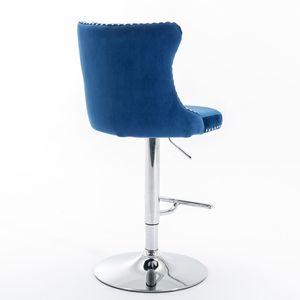 <b>Adjustable</b> Seat Height 25-33 Inch Swivel Velvet Barstools with Comfortable Tufted Backs Chrome Base Home <b>Bar</b> <b>Stools</b> - Product Image 5