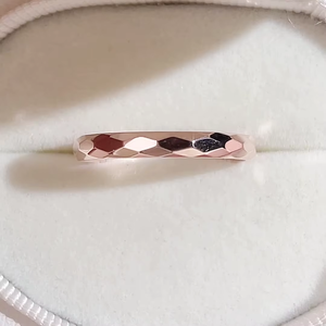 Rose Gold Minimalist Faceted Band <b>Ring</b> Unisex Everyday Wear - Product Image 6