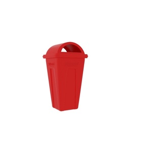Red HDPE Outdoor <b>Waste</b> <b>Bin</b> Pedal Trash Can Rectangular <b>Plastic</b> Garbage Container Eco Friendly Public Use - Product Image 1