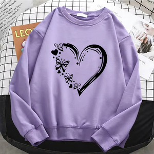 Sudaderas con capucha para mujer, profesionales, de nueva calidad, a la moda, con diseño de corazón y mariposa, sudaderas con capucha para mujer, sudadera de lana cálida, suave y transpirable - Product Image 6
