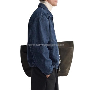 High Quality Custom Logo Stylish Casual <b>Men</b> Denim Jacket OEM Fashion Vintage <b>Jeans</b> Jacket Oversized Hip Hop Streetwear - Product Image 6