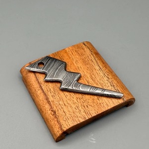 Hand-Forged Damascus Steel <b>Locket</b>, Sunburst Pattern Pendant, Anniversary Steel Gift Simple Style Cut Technique - Product Image 5