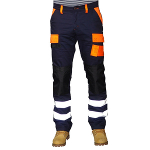 Pantalon de travail haute visibilité pour homme, pantalon cargo réfléchissant de sécurité, pantalon de travail robuste multi-poches, uniforme de travail pour ouvrier du bâtiment - Product Image 1