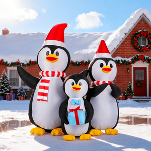 Famiglia di Pinguini Natalizi Gonfiabili Illuminati da 6 Piedi con Luci LED Integrate per Decorazioni Esterne Festive - Product Image 3