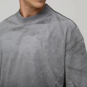 Camiseta Gris Premium con Efecto Desgastado Vintage, Oversize, de Algodón Pesado, con Logotipo Personalizado, Venta al por Mayor, Fabricante OEM, Alta Calidad - Product Image 6