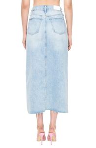 Nouvelle jupe en jean noire délavée pour femme, prête à être expédiée, style Y2K, avec poches, taille haute, boutonnée, longueur midi, décontractée, pour l'été - Product Image 5