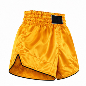 Pantalones Cortos Deportivos de Boxeo para Hombre, Personalizados, Dorados, Satinados, de Cintura Alta, Cierre Elástico, Transpirables, de Color Sólido, de Poliéster - Product Image 2