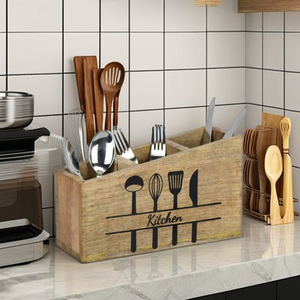 Wood Cutlery Holder <b>Kitchen</b> Utensil Holder wooden <b>caddy</b> Wooden Utensil Organizer for <b>Kitchen</b> Countertop <b>Kitchen</b> Storage holder - Product Image 6