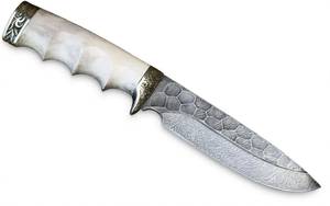 Outil de terrain extérieur artisanal en acier Damas nid d'abeille avec manche en os sculpté - Product Image 6