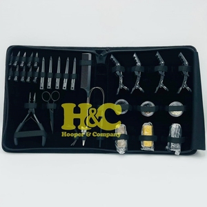 New Hair Extension <b>Tools</b> Commercial Use Stainless Steel Hair Extension <b>Tools</b> Black Pliers Micro Bead Scissors Comb Clip <b>Kit</b> <b>Bag</b> - Product Image 1