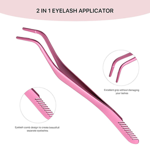 Pince à épiler professionnelle rose Kaamir Instruments pour rehaussement de cils, peigne en acier inoxydable, séparateur de sourcils à 90 degrés KI-CT-120 - Product Image 3