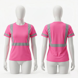 Camiseta de Trabajo de Alta Visibilidad Reflectante para Hombre, Negra con Rayas Amarillas, 100% Algodón Transpirable, Certificación CE/UE - Product Image 2