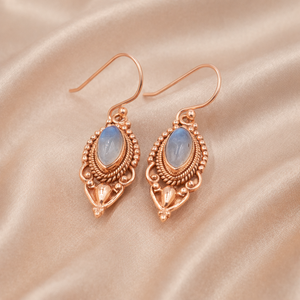 Rainbow Moonstone Gemstone 925 Sterling <b>Silver</b> <b>Dangle</b> <b>Earrings</b> Handmade Boho Vintage Hook <b>Earrings</b> Rose Gold Yellow Gold Plated - Product Image 4