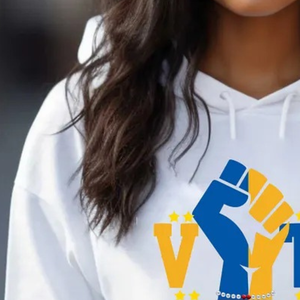Sudadera con Capucha Personalizada VOTE Blanca para Mujer, Sudadera con Capucha Estampada con Gráficos de la Hermandad Griega Sigma Gamma Rho, Sudadera Informal a la Moda - Product Image 5
