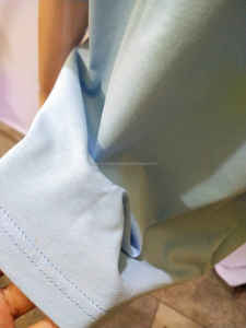 Camiseta de punto azul cielo personalizada para mujer, Camiseta holgada de gran tamaño, 100% algodón, hombros descubiertos, longitud hasta la rodilla, cuello redondo, talla grande - Product Image 4