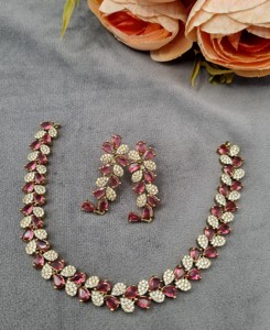 Leaf Vine Collar AD Necklace <b>Set</b> With Dangle Earrings Antique Gold Plated Sparkling Pear Gem Leaf Branch Jewelry <b>Set</b> Collections - Product Image 6