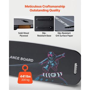 Tavola di Equilibrio in Legno Premium 2 in 1 con Fermo Magnetico e Rullo in ABS per Bambini e Adulti - Attrezzatura per Allenamento dell'Equilibrio - Product Image 4