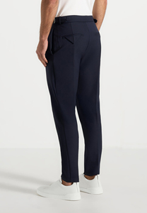<b>Men's</b> Customizable <b>Navy</b> Blue Straight Leg <b>Jogger</b> Pants Midweight Cotton Smart Casual Plus Size High Quality Side Pockets Elastic - Product Image 3