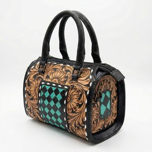 Sac à main de luxe en cuir pour femme, style vintage, motif losanges, grande capacité, avec double anse chaîne - Product Image 1