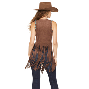 <b>Women</b> Fringe Vest Leather Western Cowboy Sleeveless <b>Jacket</b> <b>Suede</b> Tassel Biker Festival Rodeo Fashion Wear Premium OEM - Product Image 2