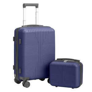 Valise à roulettes 2-en-1 bleu marine avec serrure personnalisée non-TSA, 12/20 pouces, en PP, ensemble de bagages 20 pouces avec fonctionnalités pratiques - Product Image 1