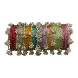 Nouveauté : Ensemble de bracelets kashmiris plaqués or, motif gouttes de pluie, en verre traditionnel, Churiyan, bracelets de mode pour femmes, ensembles de mariée pour mariage - Product Image 1