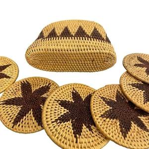 Juego de posavasos de ratán estilo vintage, hechos a mano, para la encimera de la cocina y uso diario, para tazas de café, té y jugo. - Product Image 3