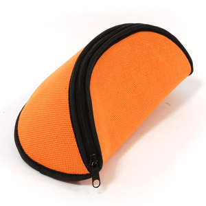 Étui à lunettes de forme rectangulaire semi-rigide de couleur orange, style simple, fermeture à glissière - Product Image 2