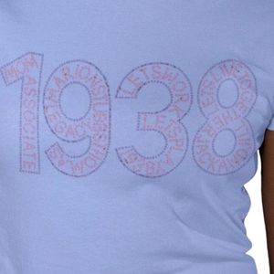 เสื้อยืดแขนสั้นพิมพ์ลายกราฟิกสีฟ้าอ่อนสำหรับผู้หญิง รุ่นปี 1938 คอกลม สวมใส่สบาย แฟชั่นทันสมัย เหมาะสำหรับใส่ทุกวันในช่วงฤดูร้อน - Product Image 3