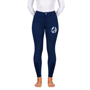 Leggings de equitación para mujer azul marino, pantalones ecuestres elásticos de cintura alta con agarre de silicona en toda la asiento, pantalones de montar para entrenamiento deportivo. - Product Image 1